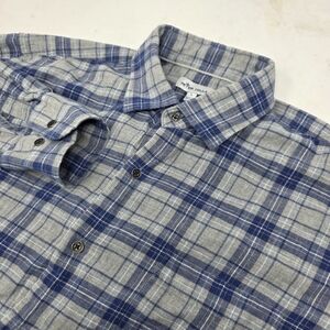 Peter Millar Gray / Blue‎ Plaid Flannel Long Sleeve Button Shirt Men's Large L
